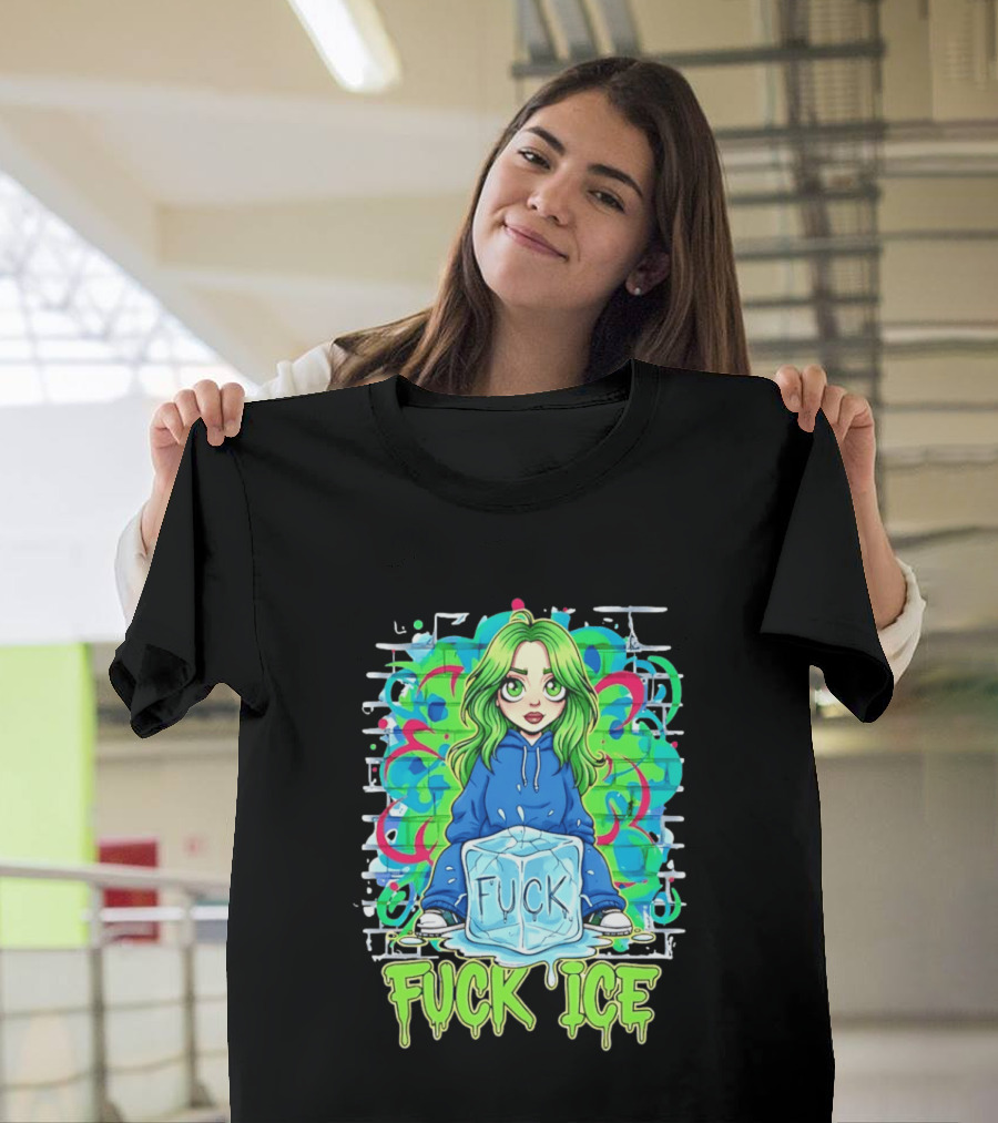 Billie Eilish Cartoon Fck Ice T-Shirt