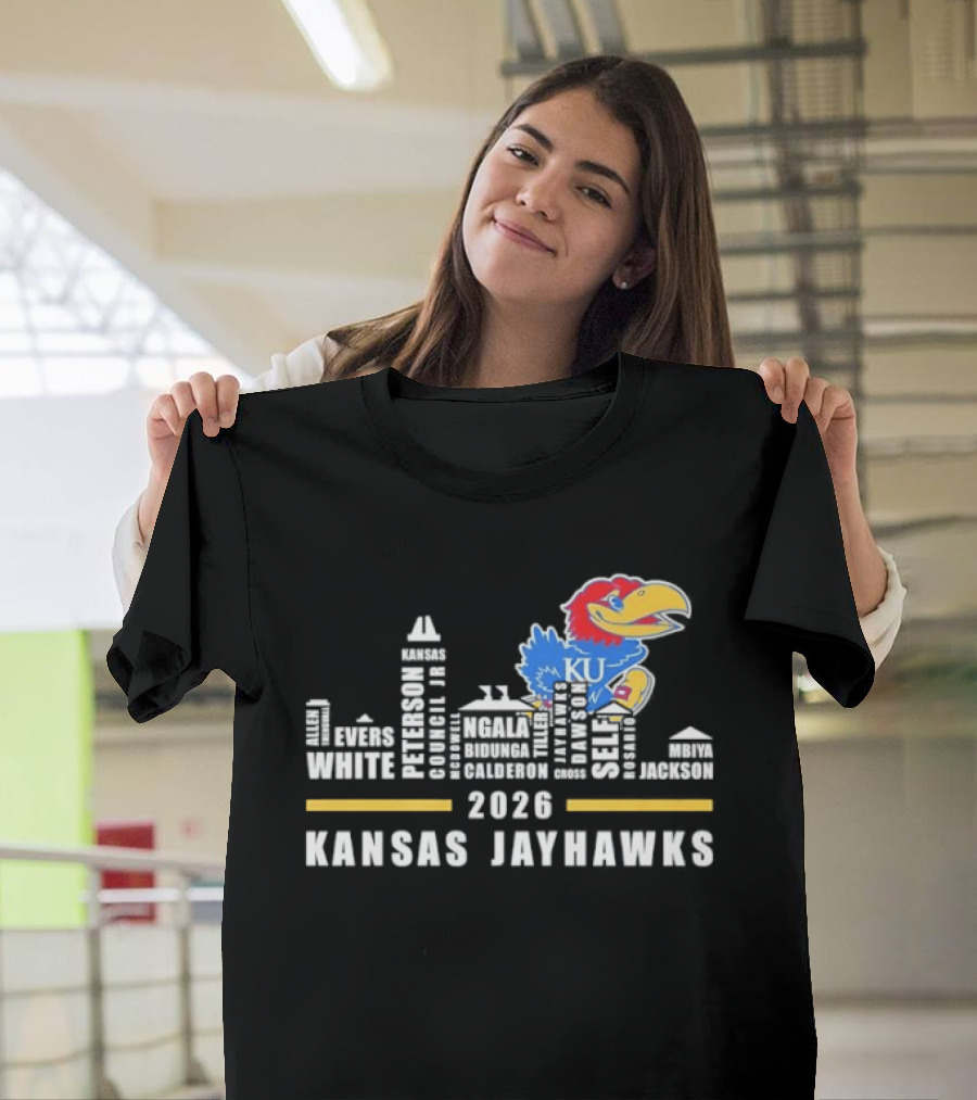 Kansas Jayhawks 2026 Skyline City KU Basketball Team T-Shirt