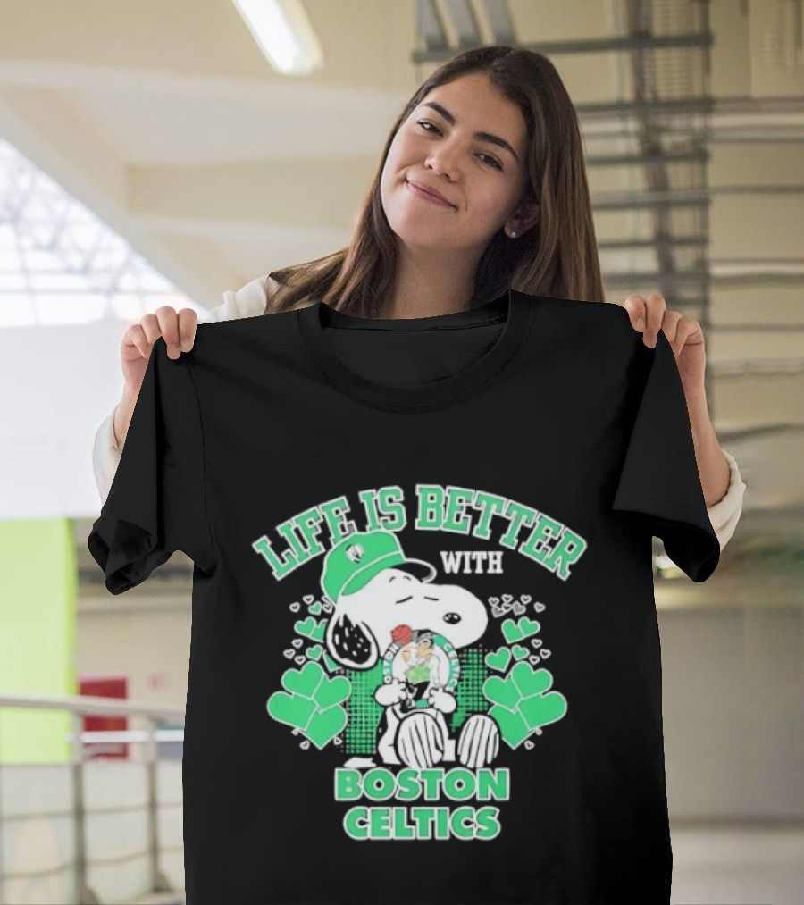 Life Is Better With Snoopy Boston Celtics St. Patrick's Day T-Shirt