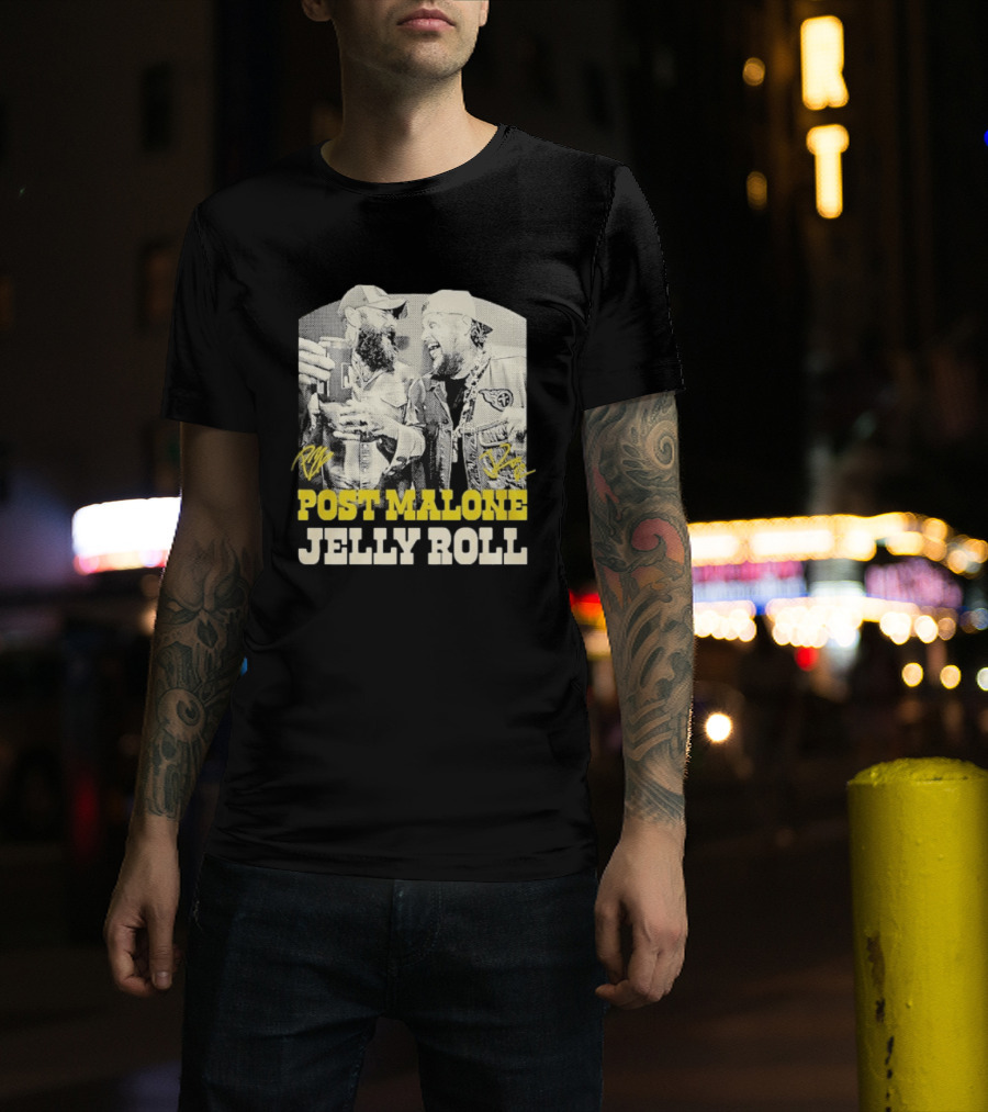 Post Malone Jelly Roll Collaboration Signatures T-Shirt