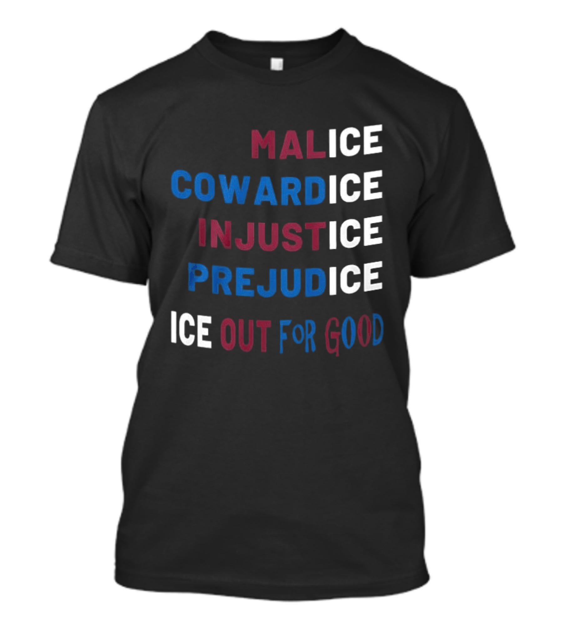 Malice Cowardice Injustice Prejudice Ice Out For Good T-Shirt