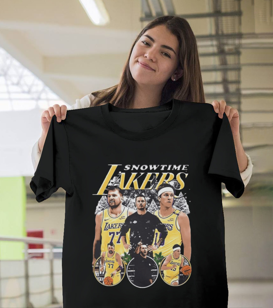 Snowtime Lakers Basketball Champions Iconic Players And Coach T-Shirt