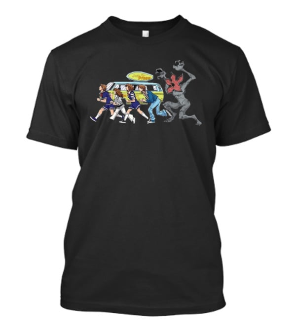 Stranger Things X Scooby Doo Mystery Gang Surfer Boy Pizza Demogorgon Chase T-Shirt