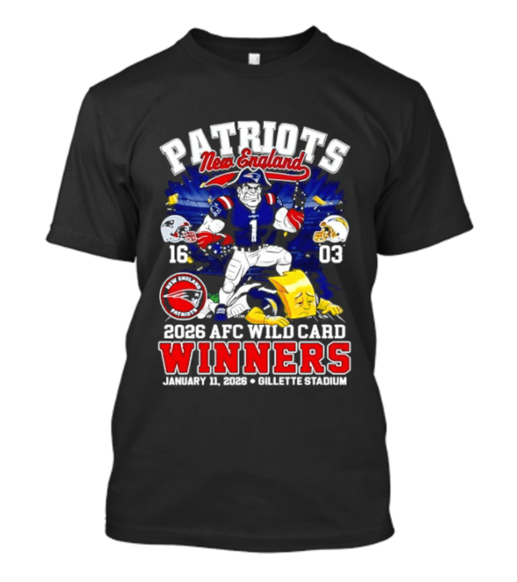 Patriots New England 2026 AFC Wild Card Winners Gillette Stadium January 11th T-Shirt