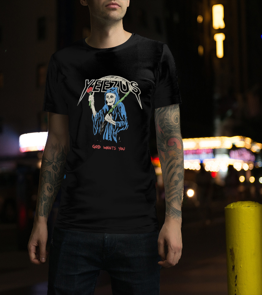Yeezus Grim Reaper God Wants You Rose T-Shirt