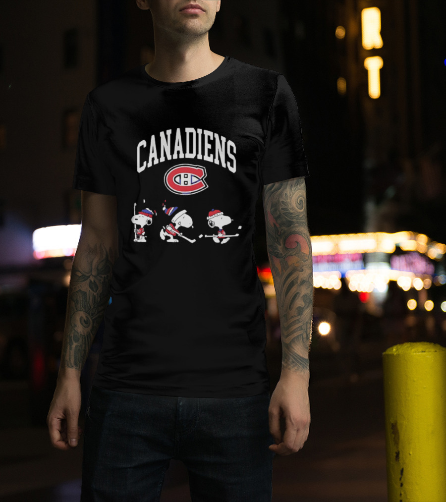Montreal Canadiens Peanuts Snoopy Hockey Go Habs Go T-Shirt