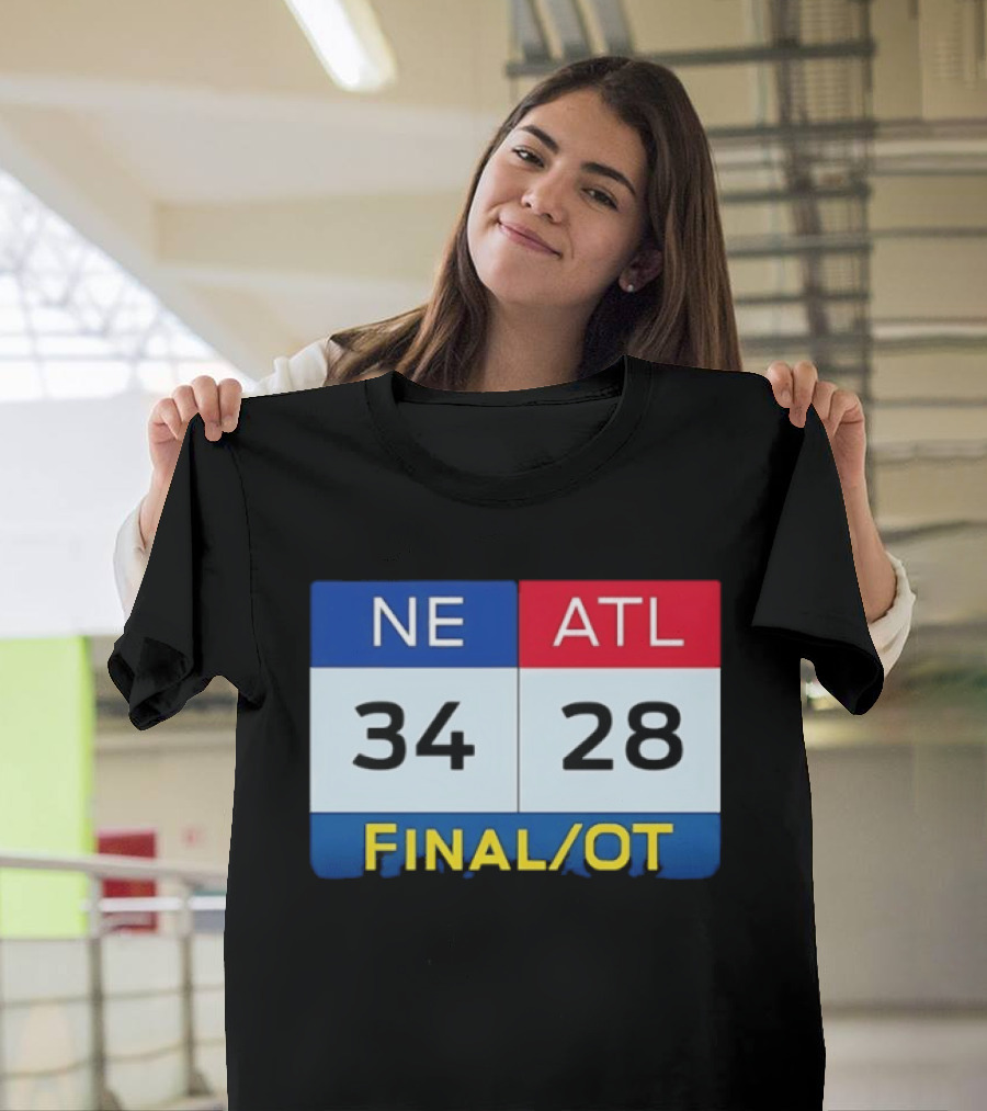 NE 34 ATL 28 Final OT Super Bowl LI Scoreboard T-Shirt