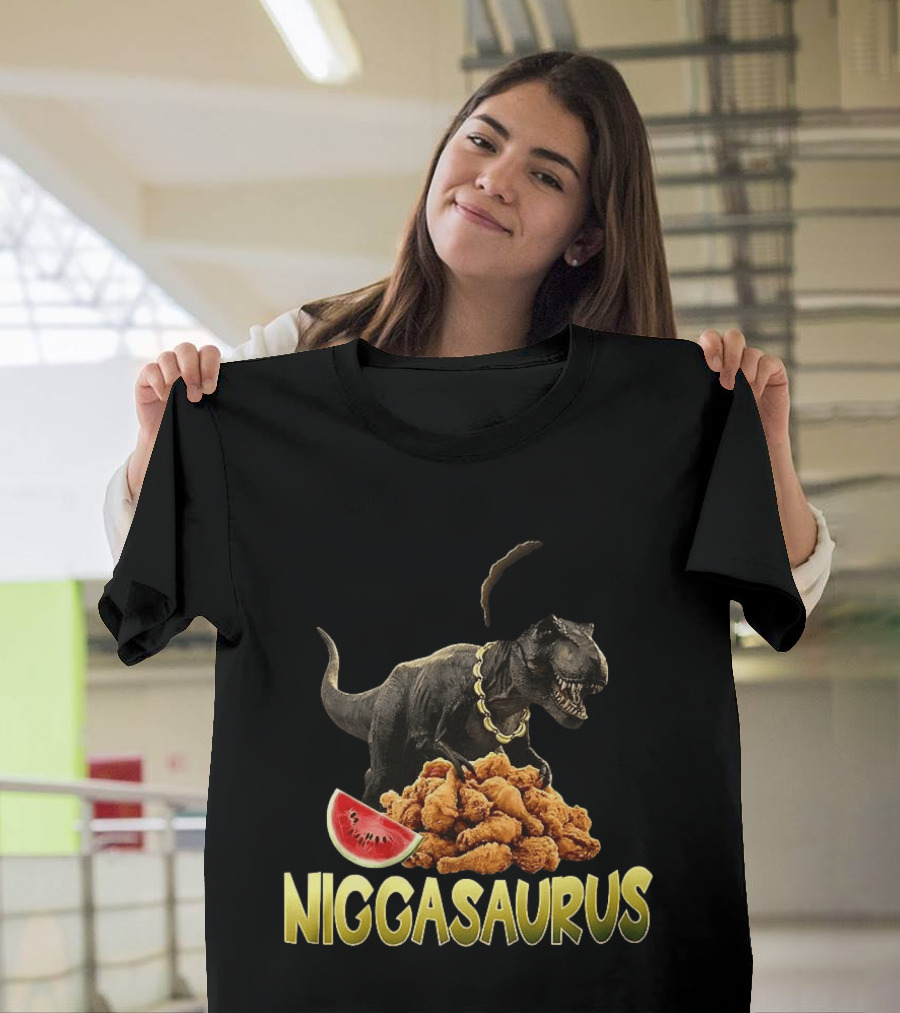 Niggasaurus Fried Chicken And Watermelon Meme T-Shirt