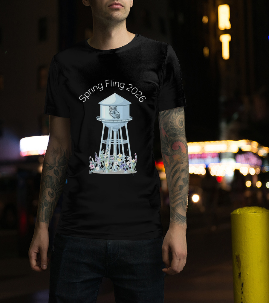Spring Fling 2026 Owl Water Tower Blossoms T-Shirt