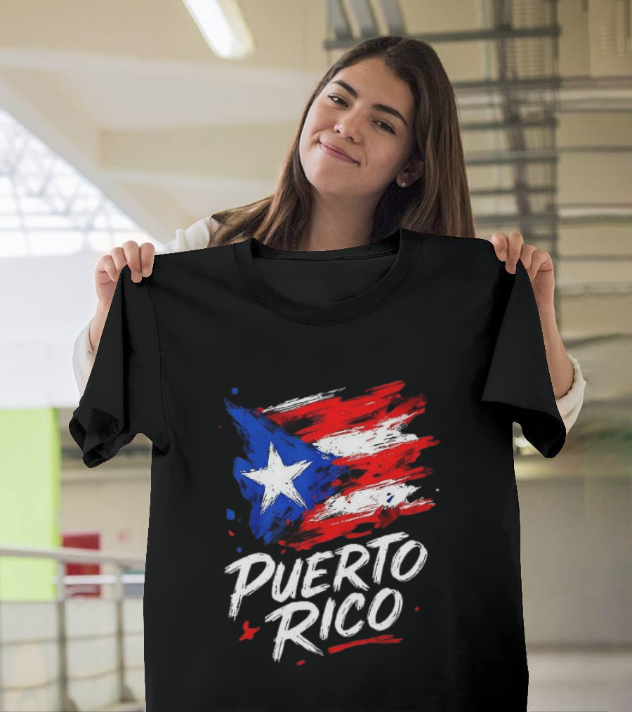 Puerto Rico Flag Brush Stroke Style Classic Representation T-Shirt