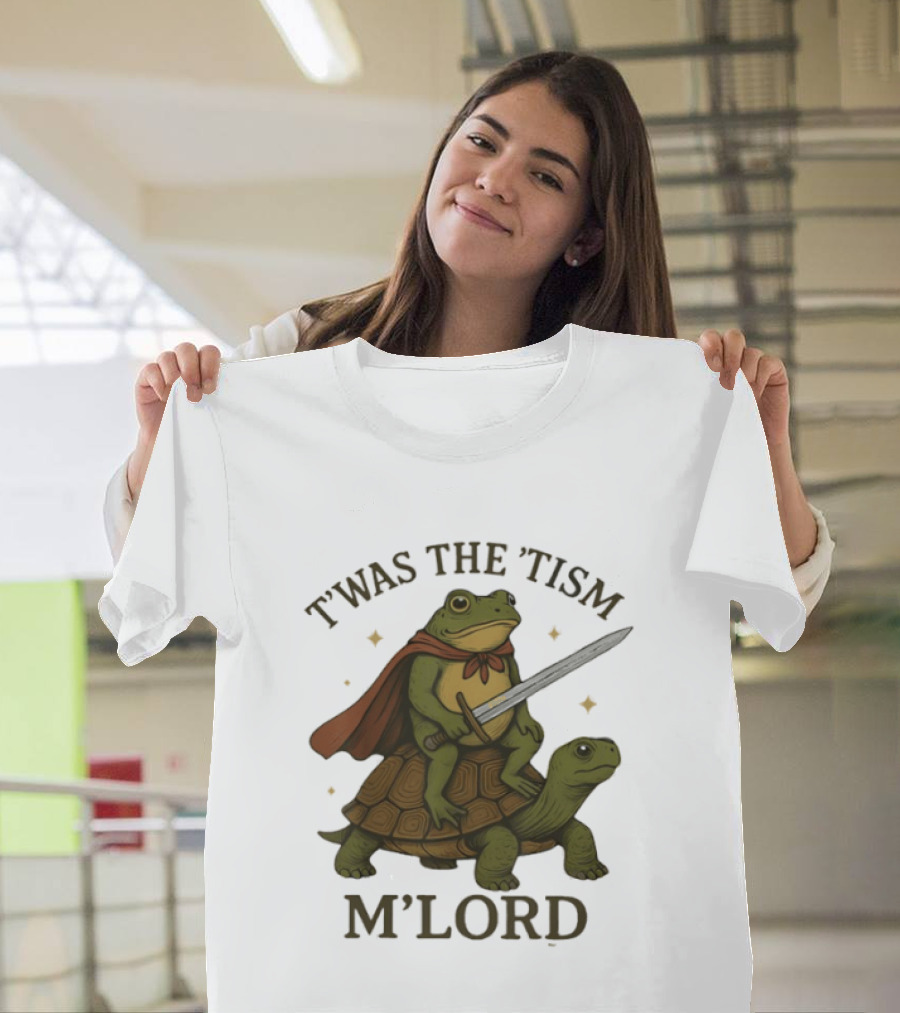 T'was The 'Tism M'Lord Medieval Knight Frog Riding Turtle T-Shirt