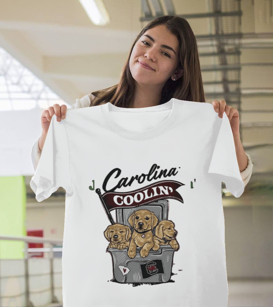 Carolina Coolin' South Carolina Gamecocks Puppies In Ice Chest T-Shirt