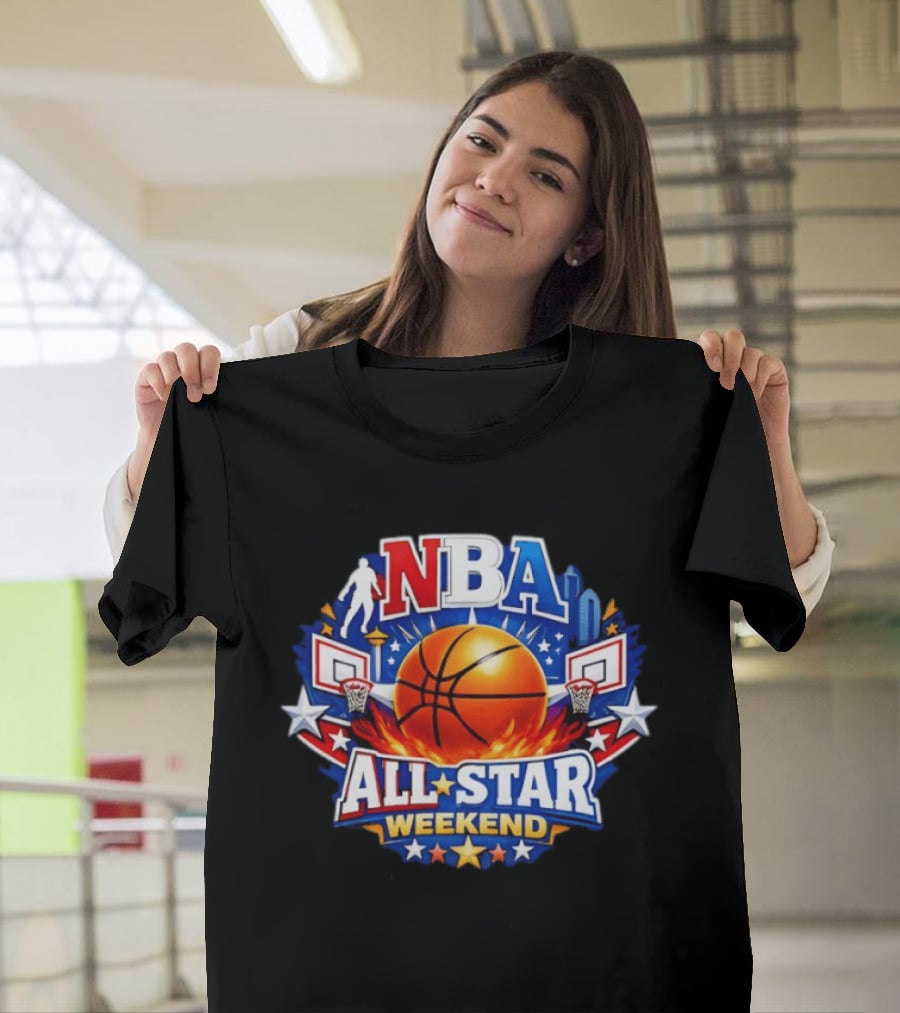NBA All Star Weekend 2026 Basketball Hoops Stars Skyline T-Shirt