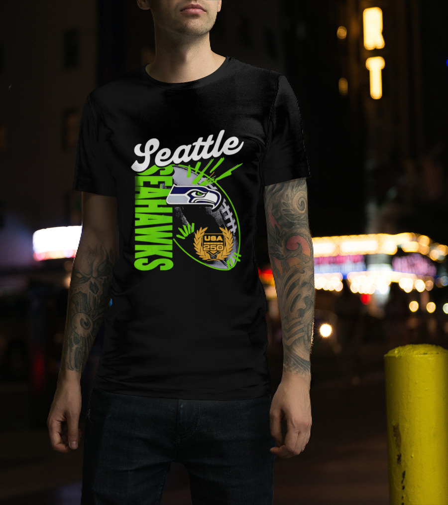 Seattle Seahawks USA 250 Gold Standard Football T-Shirt