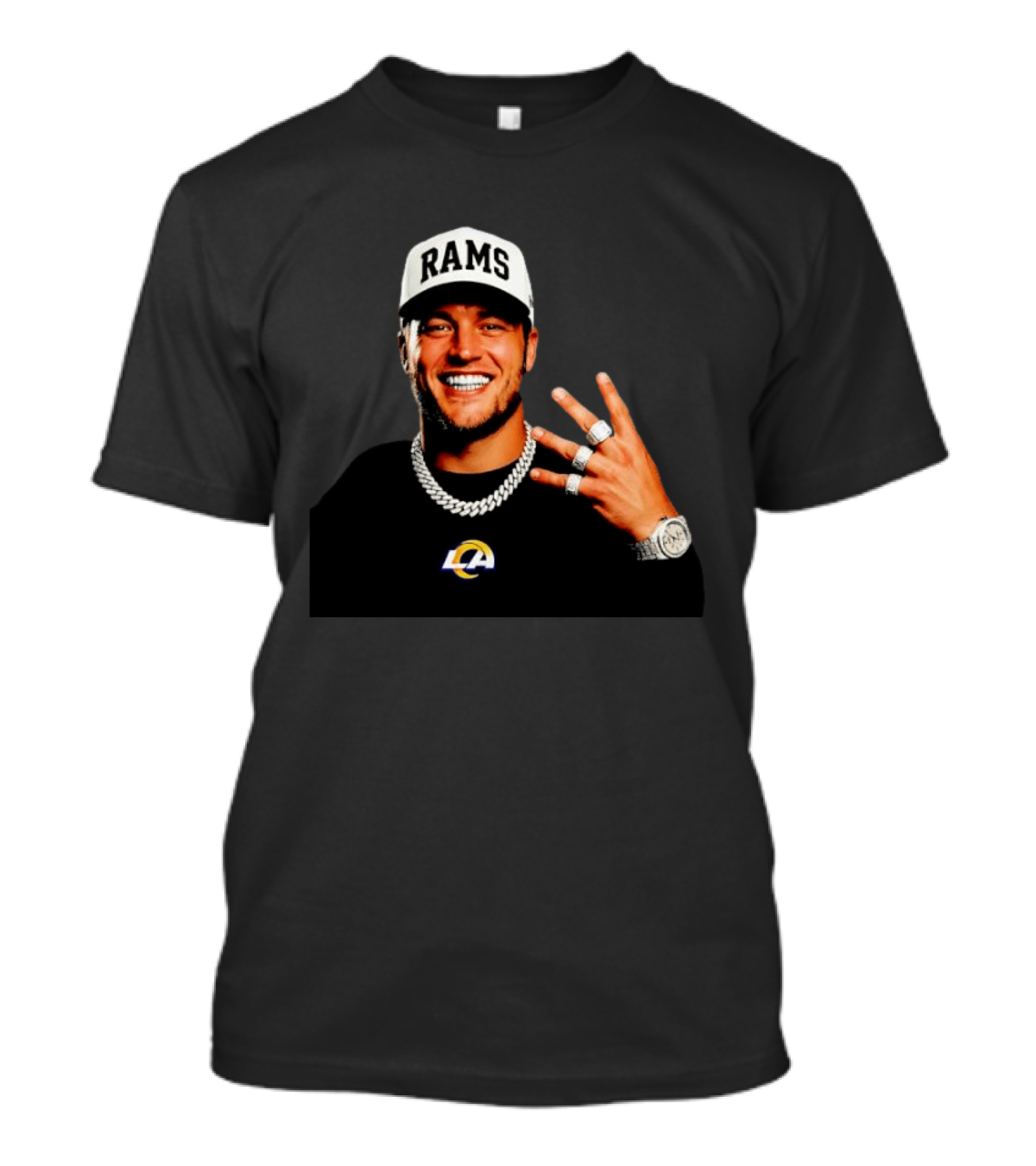 Los Angeles Rams Matthew Stafford MVP Rings Celebration T-Shirt