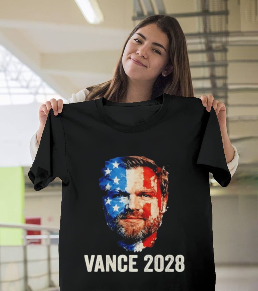 Vance 2028 US Flag Face Patriotic Election Campaign T-Shirt