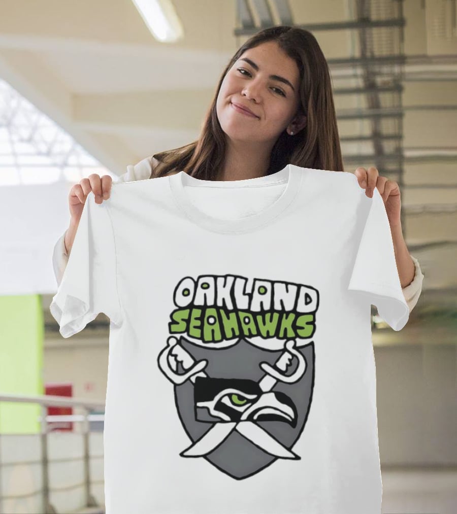 Oakland Seahawks Raiders Shield Crossed Swords T-Shirt