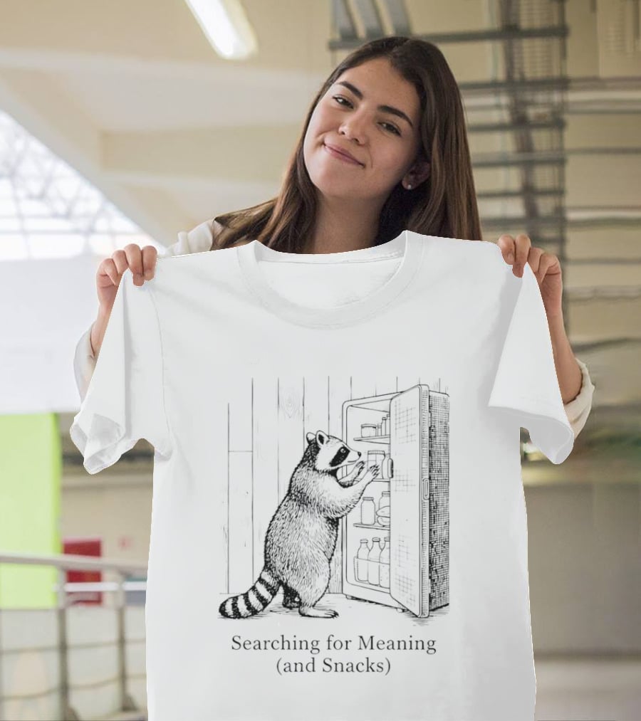 Raccoon Searching For Meaning And Snacks Humorous Wildlife T-Shirt