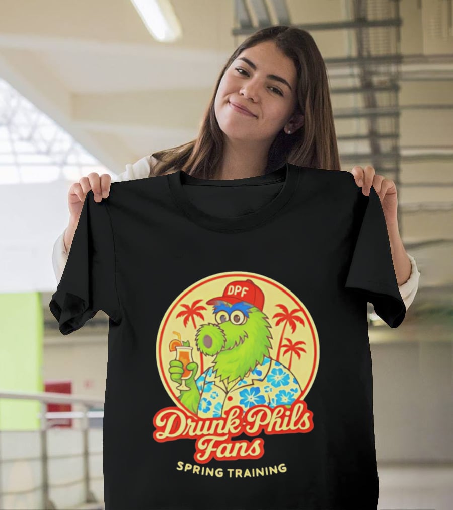 Drunk Phils Fans DPF Mascot Hawaiian Spring Training Palm Trees T-Shirt