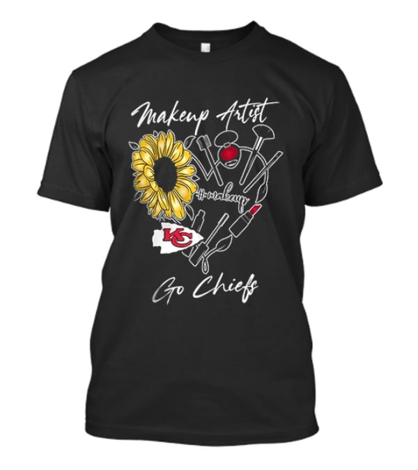 Kansas City Chiefs Makeup Artist Go Chiefs Sunflower Heart T-Shirt