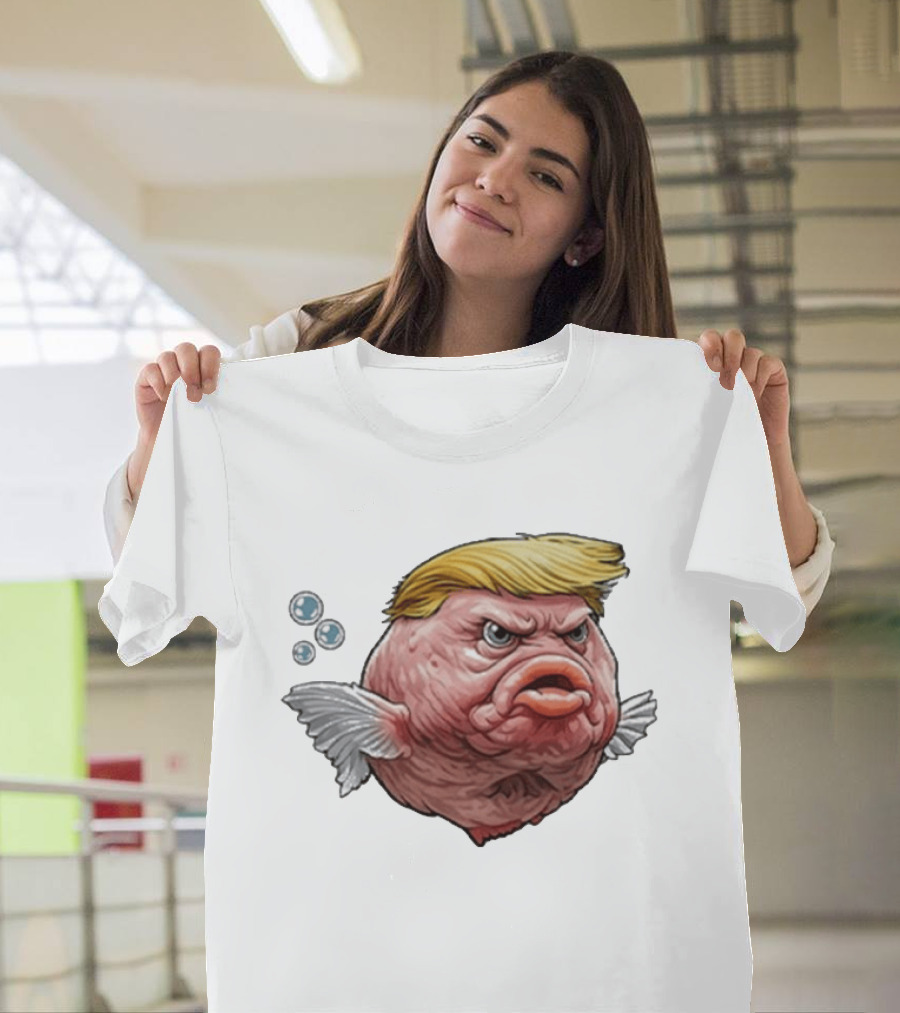 Angry Fish Trump Political Cartoon Satire T-Shirt