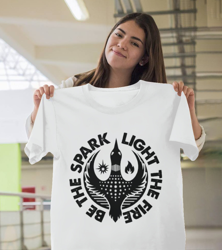 Be The Spark Light The Fire Phoenix Stars And Flames Crest T-Shirt