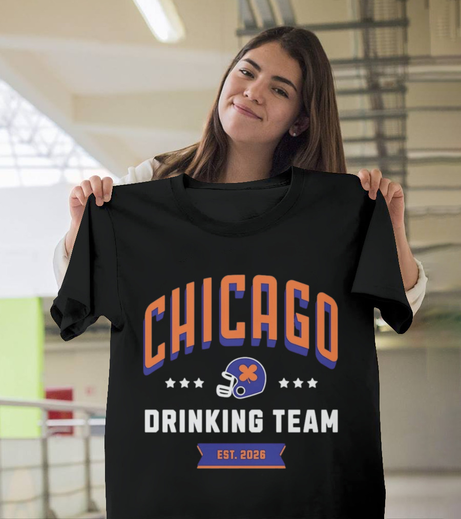 Chicago Drinking Team St Patrick's Day Helmet Est 2026 T-Shirt