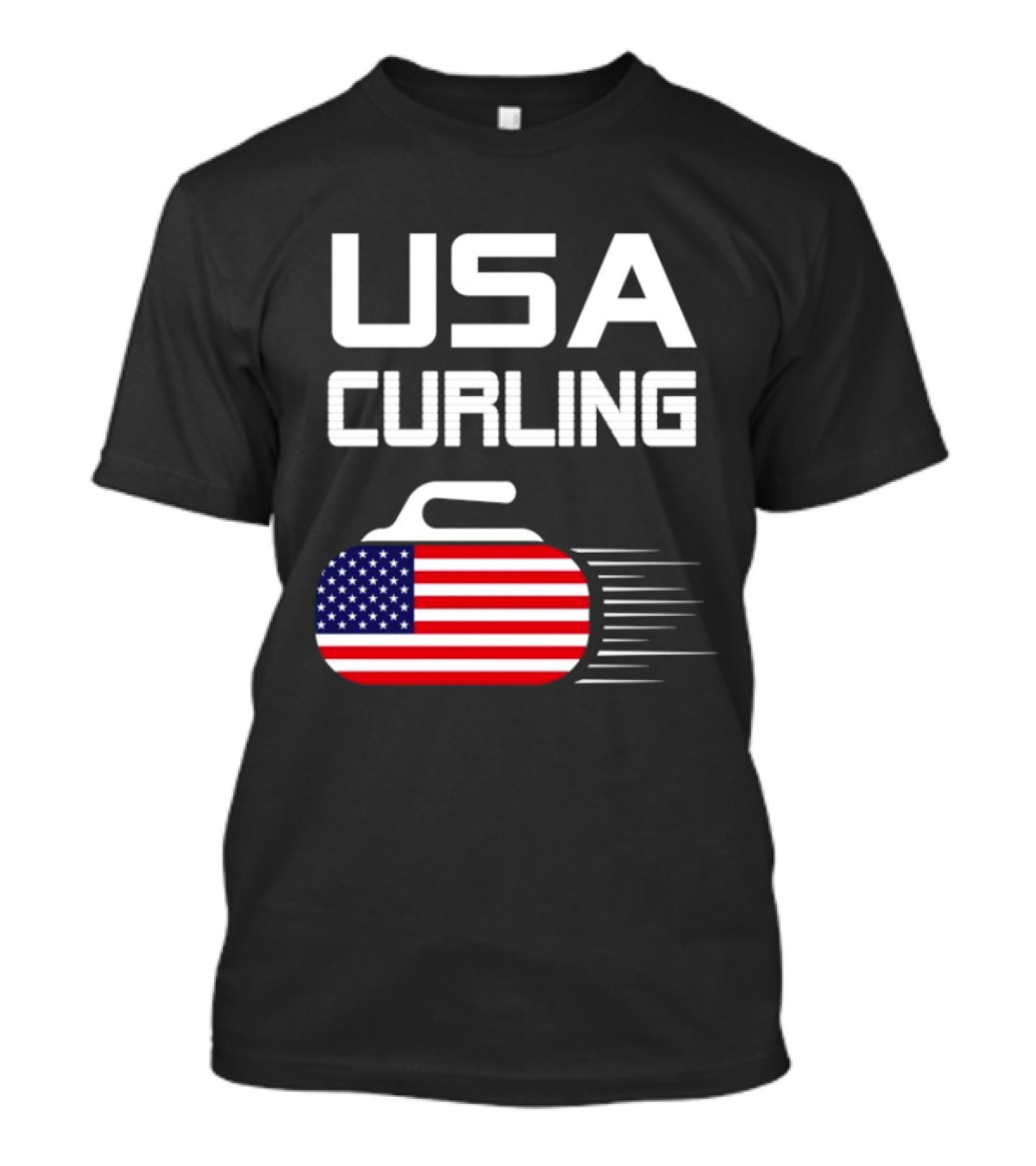 USA Curling American Flag Stone T-Shirt