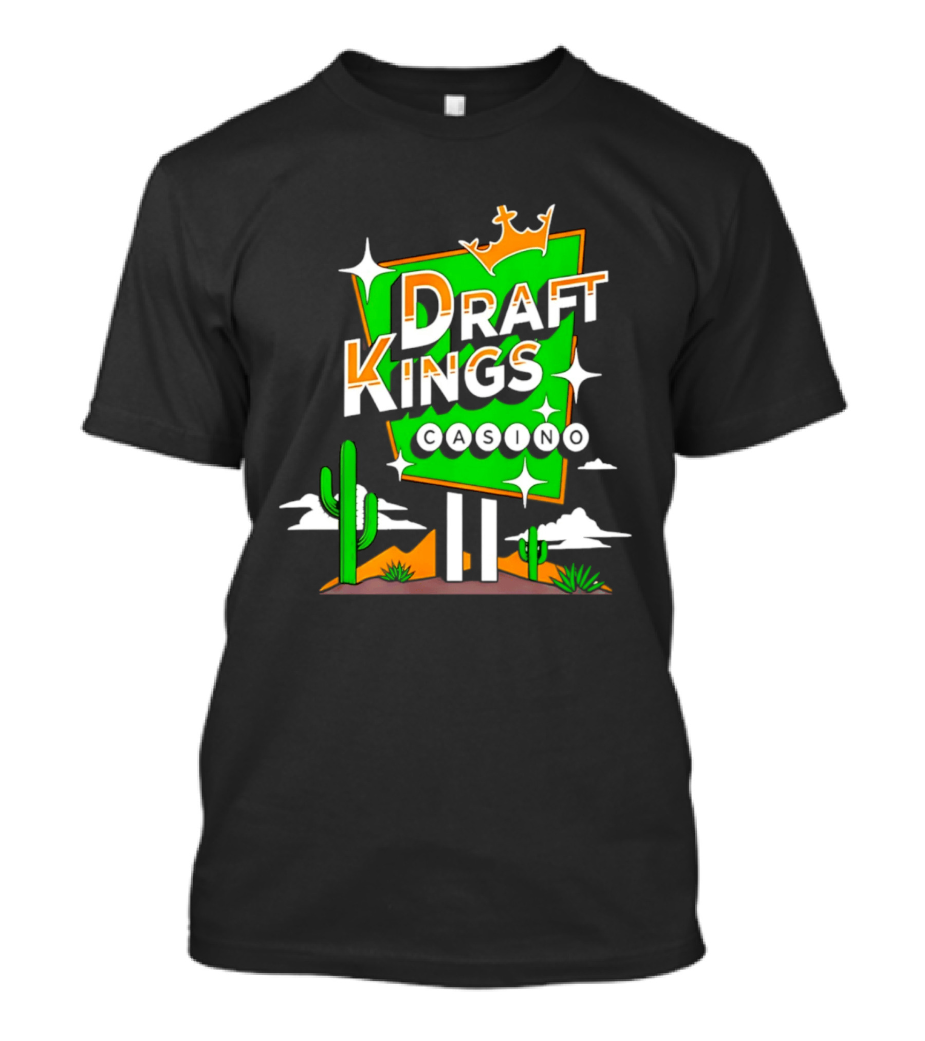 DraftKings Casino Neon Cactus Desert Scene T-Shirt