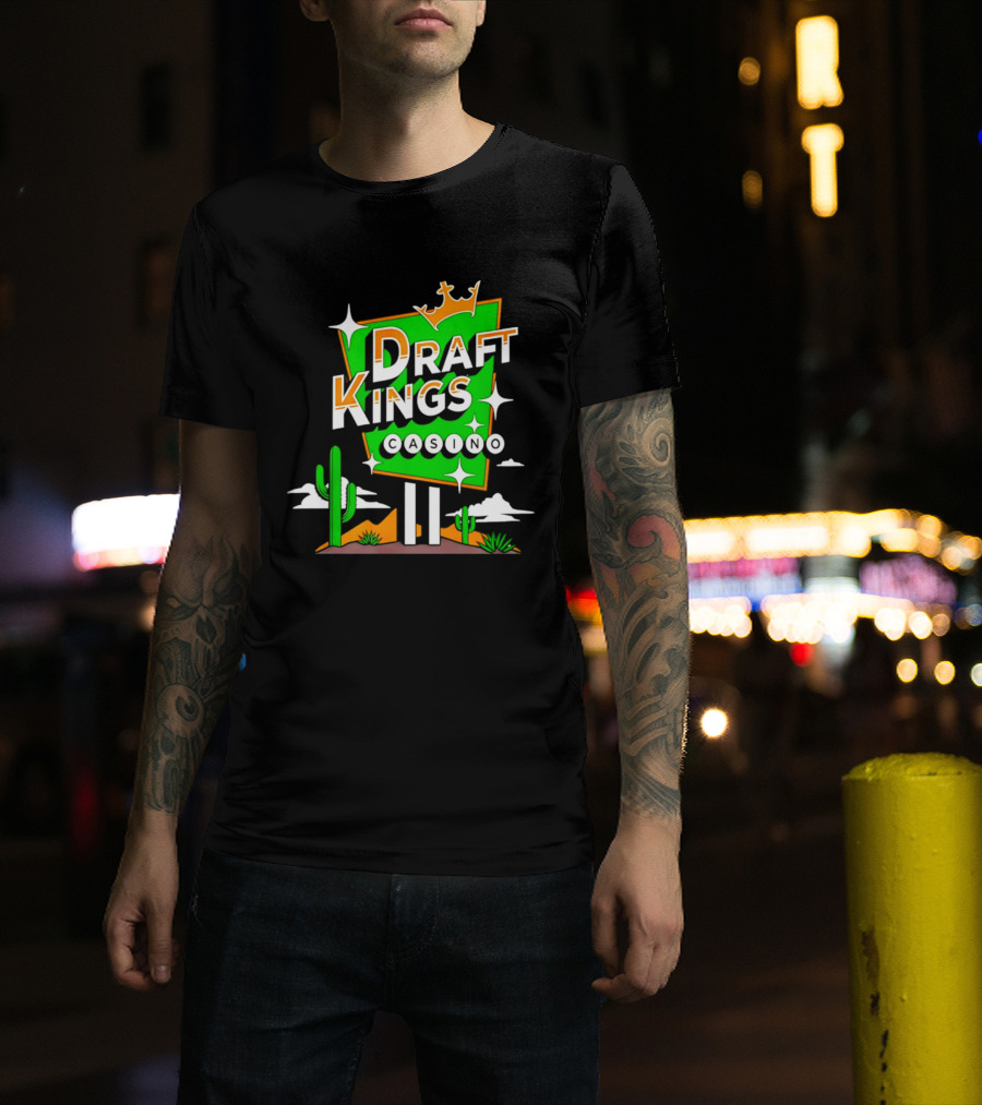 DraftKings Casino Neon Cactus Desert Scene T-Shirt
