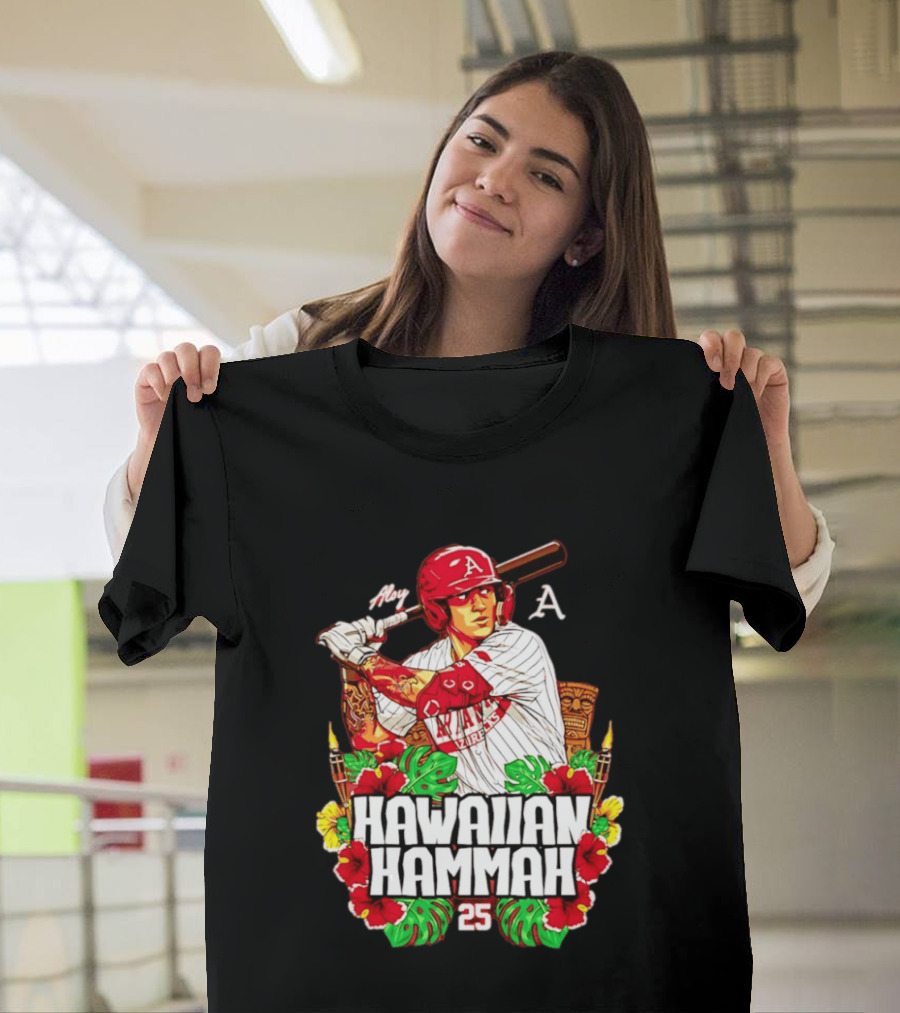 Aloy Hawaiian Hammah Arkansas Baseball 25 Caricature NCAA T-Shirt