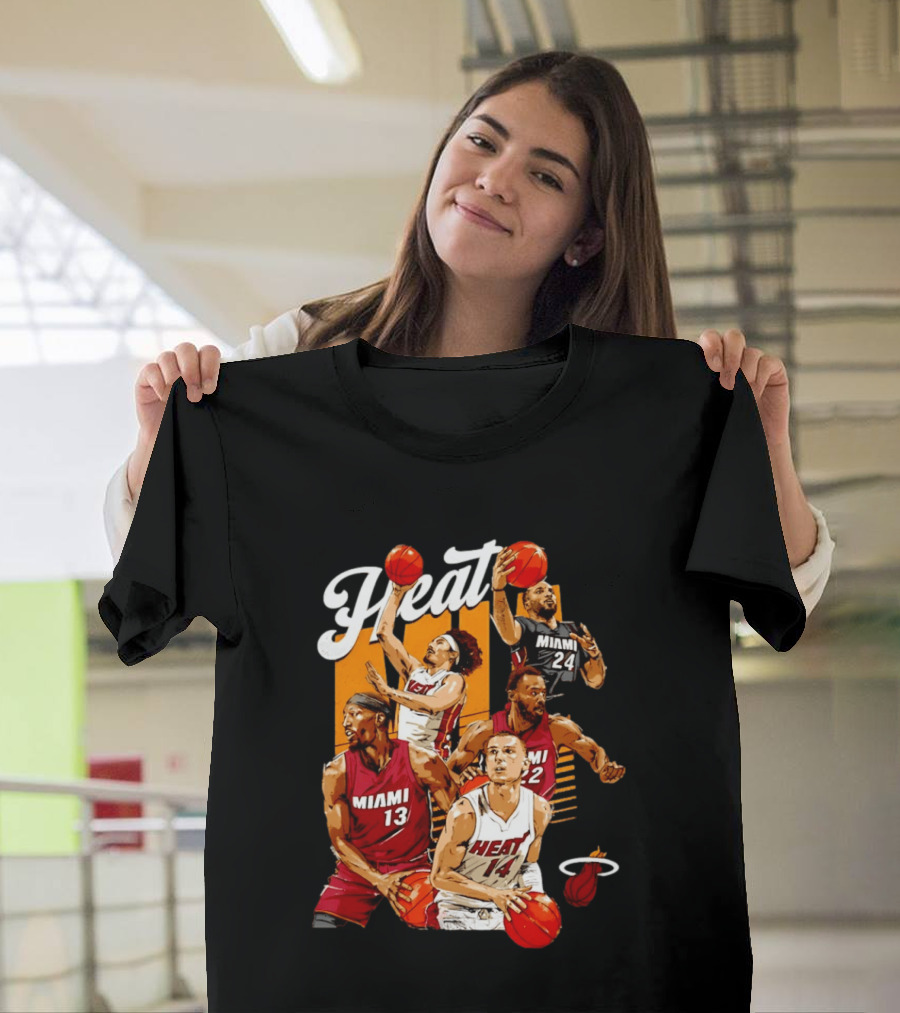 Miami Heat 2026 Starting 5 Basketball Players Miami 13 14 22 24 T-Shirt