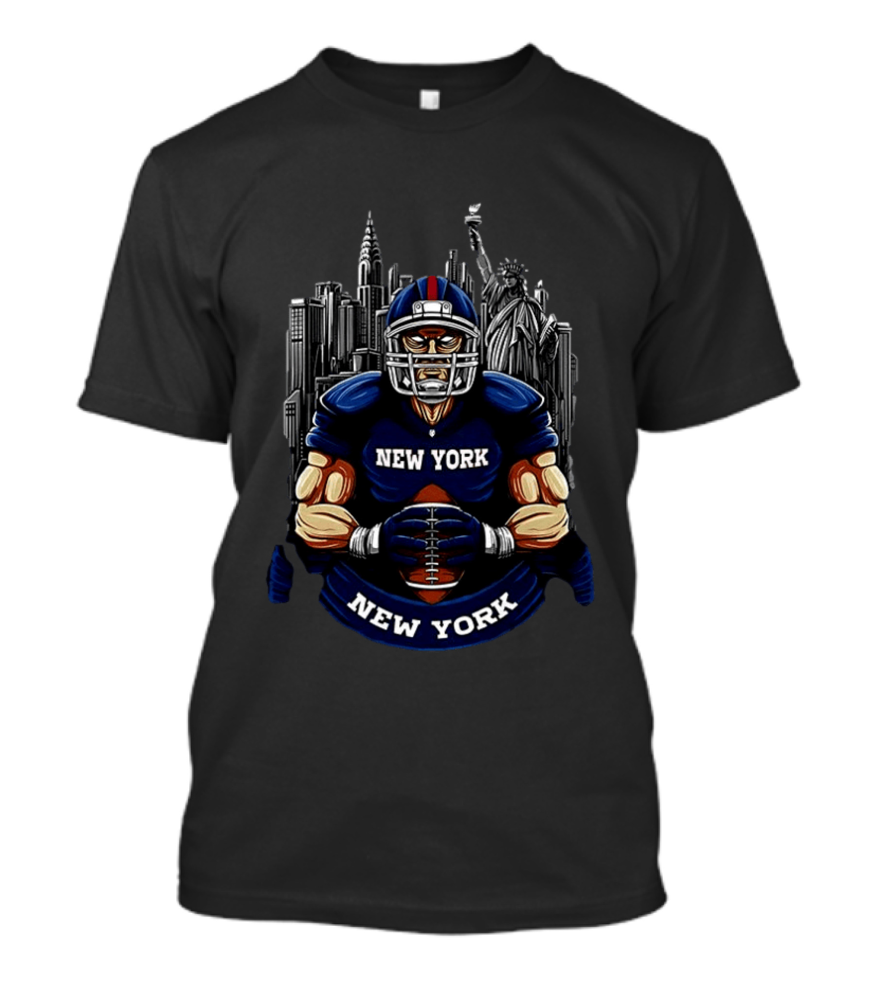 New York Giants Football Player Skyline Statue Of Liberty T-Shirt