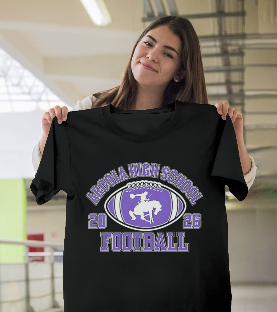 Arcola High School Football 2026 Purple Football T-Shirt