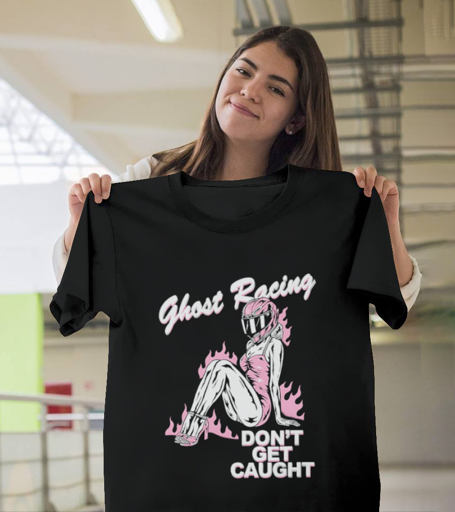 Ghost Racing Don't Get Caught Flaming Helmeted Figure T-Shirt