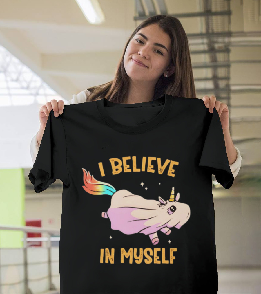 Unicorn I Believe In Myself Floating Rainbow Mane Kawaii T-Shirt
