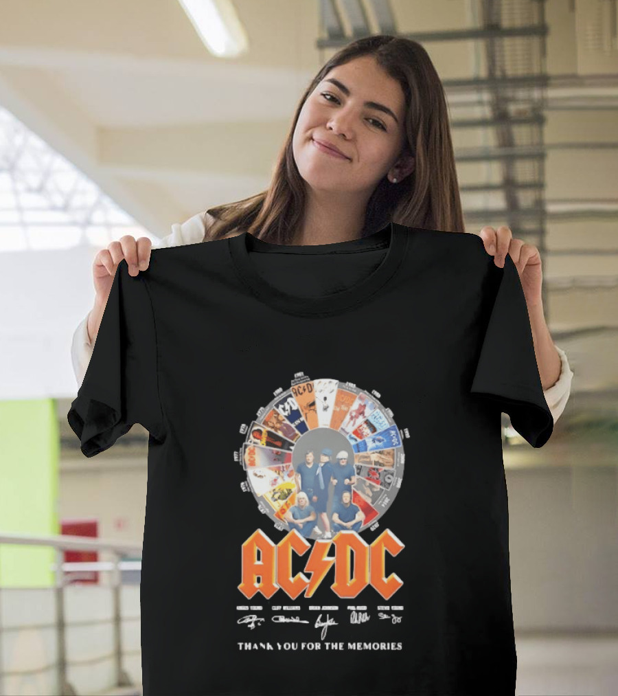 AC DC Band Name Album Collage Thank You For The Memories T-Shirt
