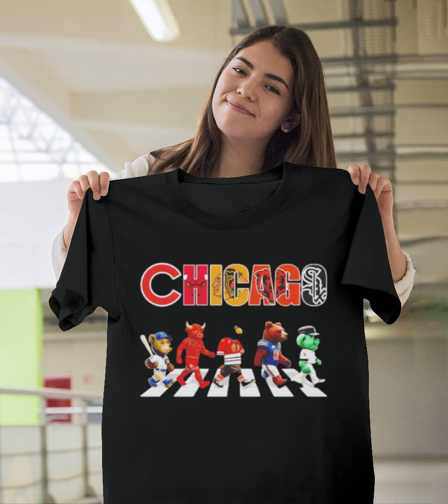 Chicago Bulls Blackhawks Bears White Sox Cubs Abbey Road Streetxty T-Shirt