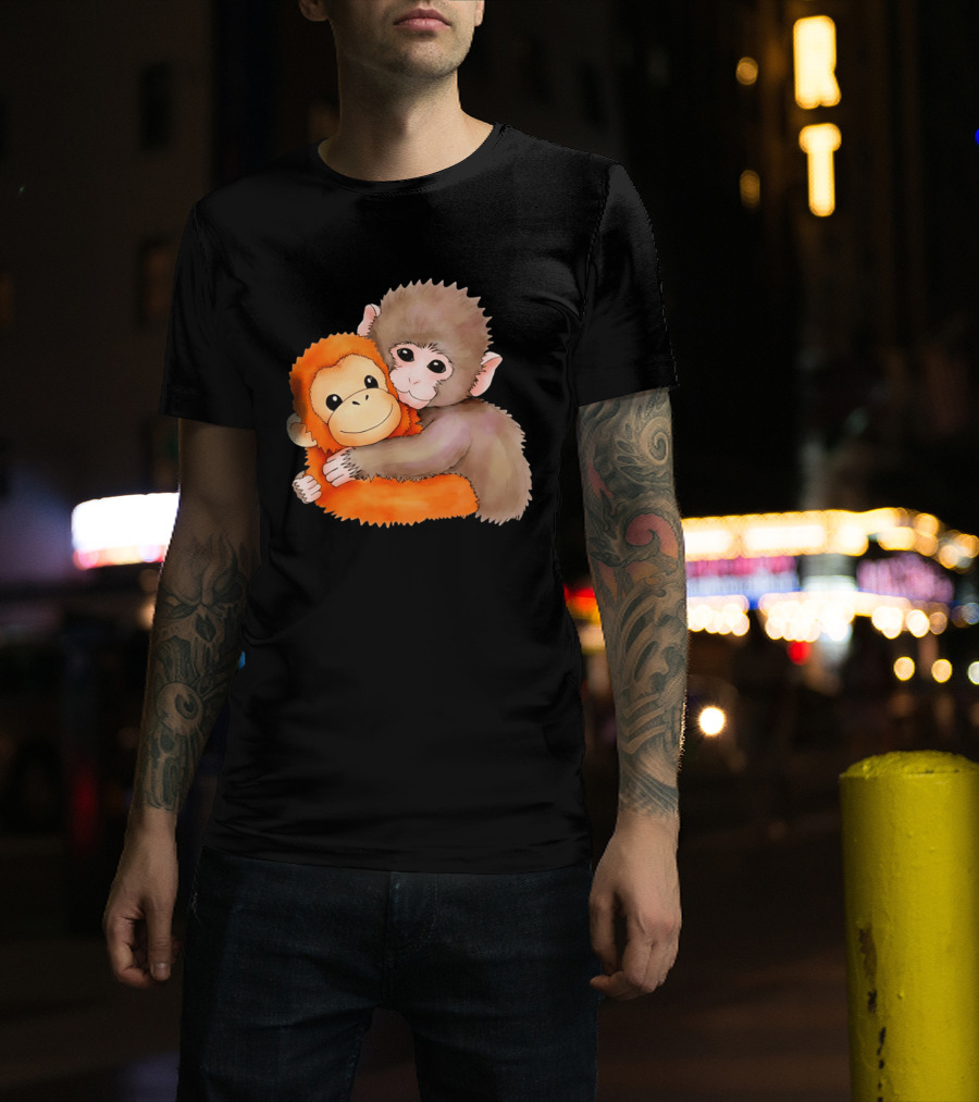 Baby Monkey Named Punch Hugging Meme Cute Animal Friendship T-Shirt