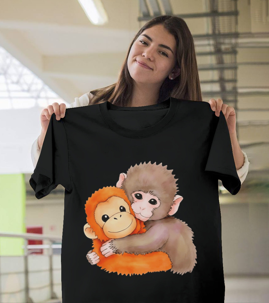 Baby Monkey Named Punch Hugging Meme Cute Animal Friendship T-Shirt
