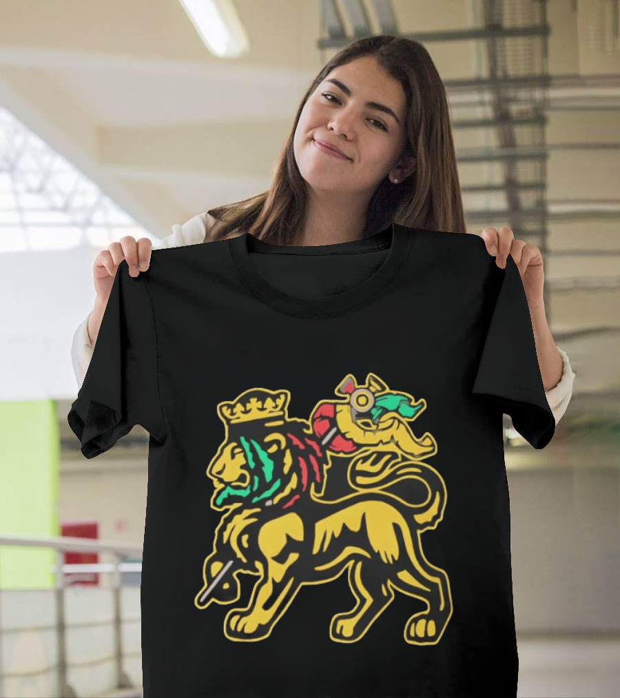 Conquering Lion Of Judah Rastafarian Flag T-Shirt