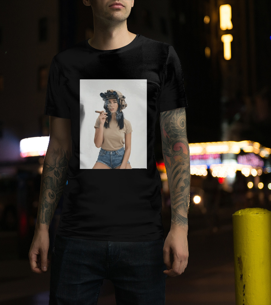 D Lipa Smoking Cigar Night Vision Helmet Aesthetic T-Shirt
