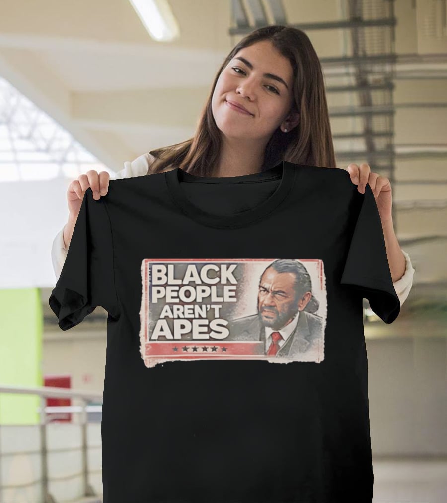 BLACK PEOPLE AREN'T APES Image Of Man In Suit And Tie With Stars T-Shirt