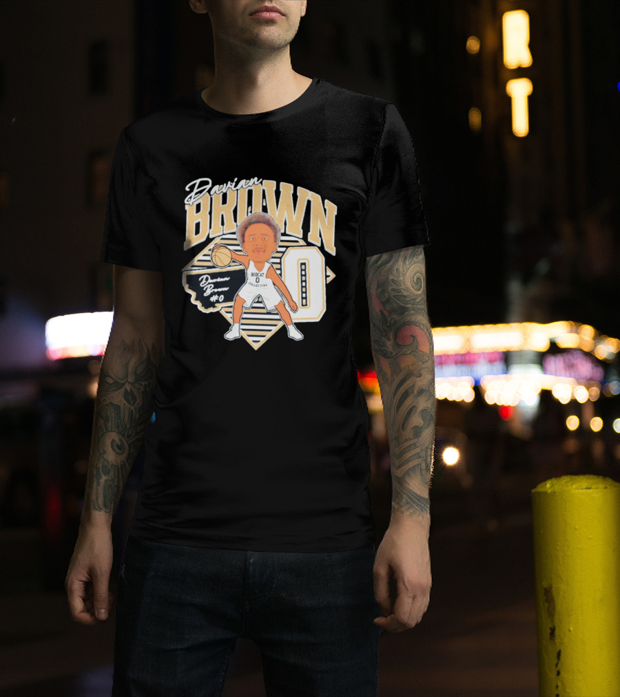 Davian Brown Bobcat Collective #0 Caricature Montana State T-Shirt