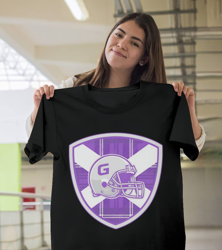 Glasgow Tartan Football Helmet Badge With St. Andrew's Cross T-Shirt