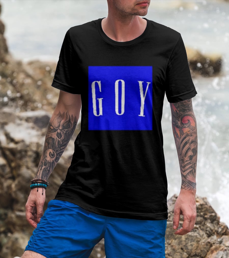 GOY Blue Bold Text Minimalist T-Shirt