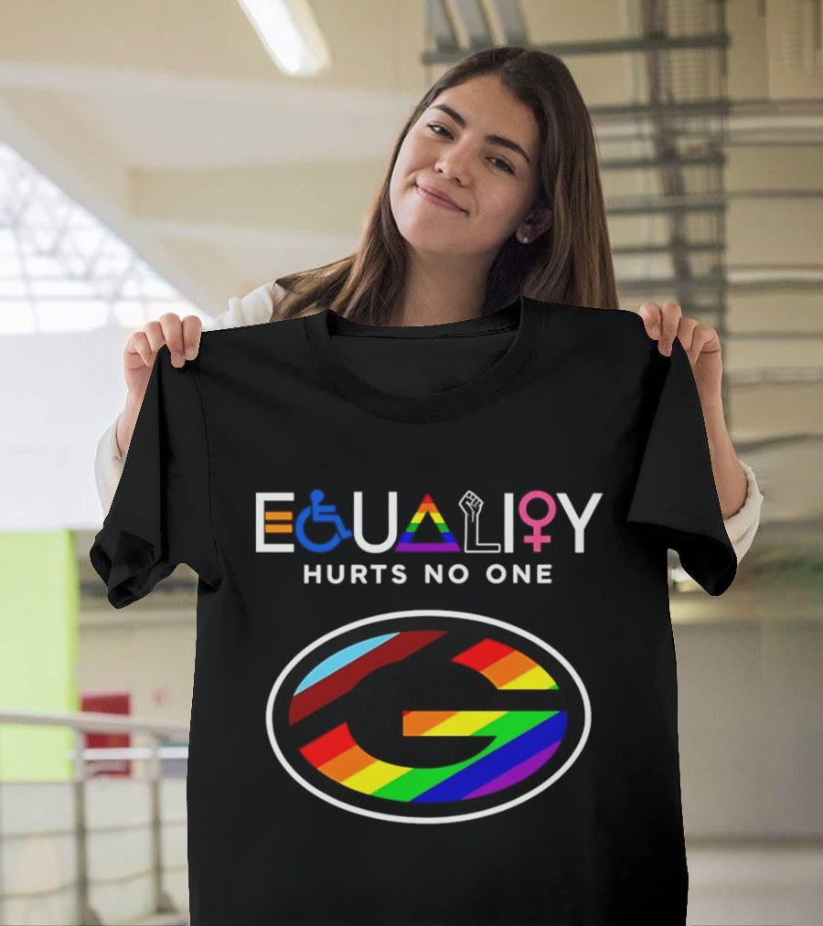 EQUALITY HURTS NO ONE Green Bay Packers Rainbow T-Shirt