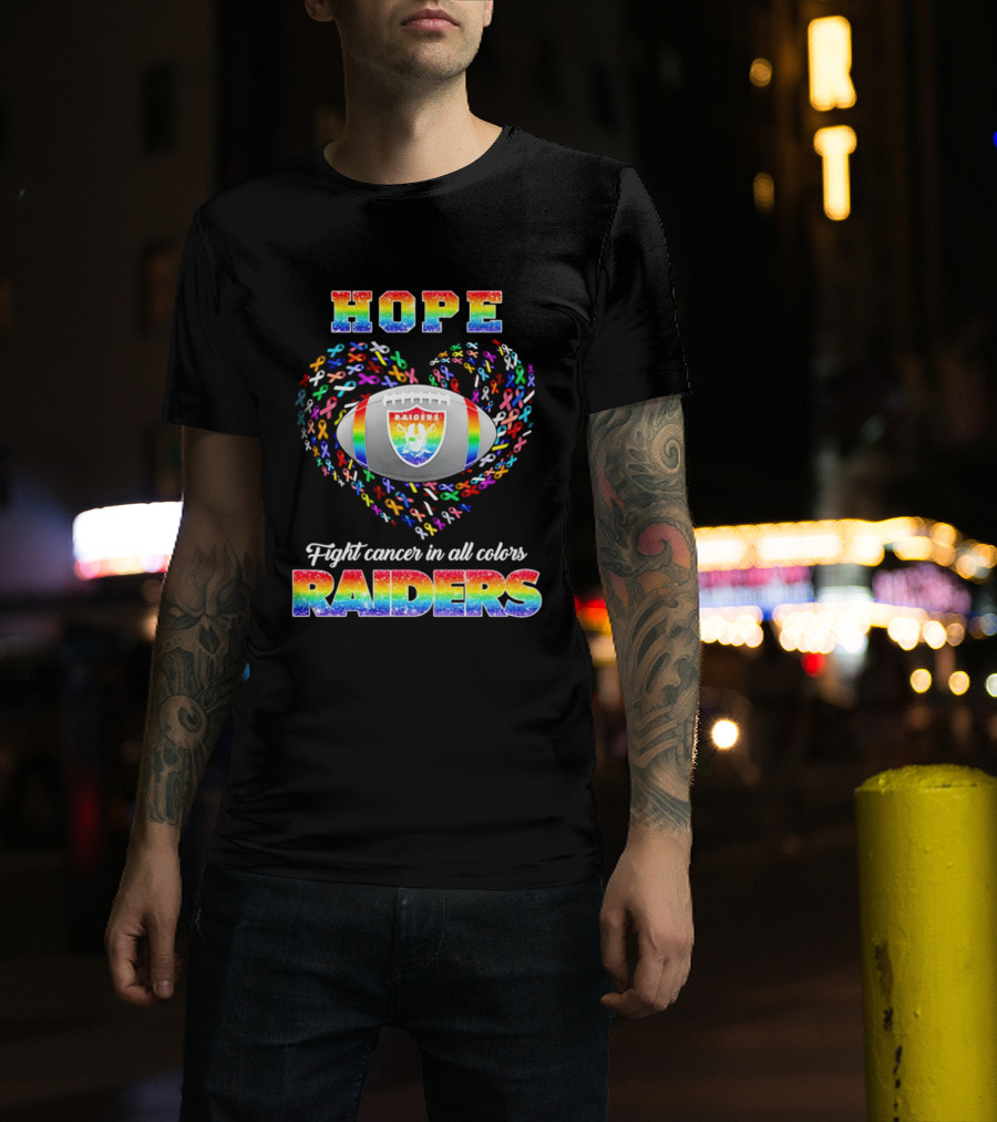 Las Vegas Raiders Hope Fight Cancer In All Colors Rainbow T-Shirt