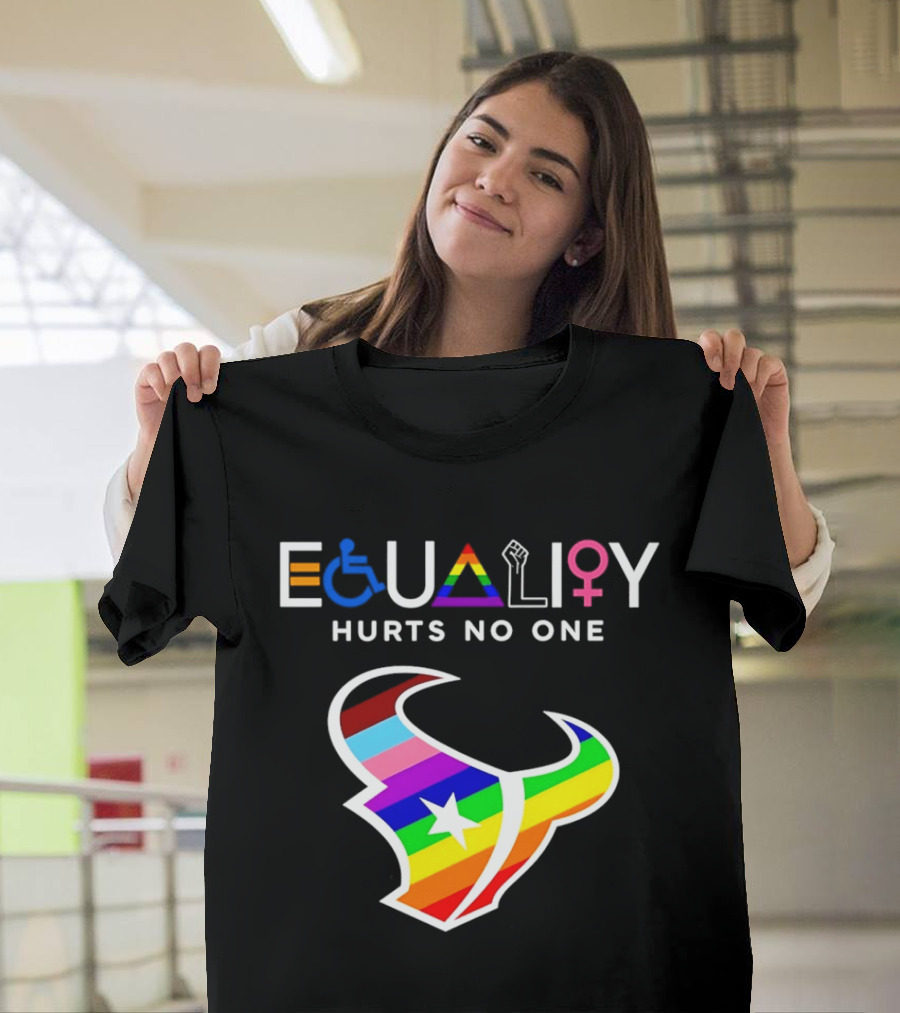 Houston Texans Equality Rainbow Logo Hurts No One T-Shirt