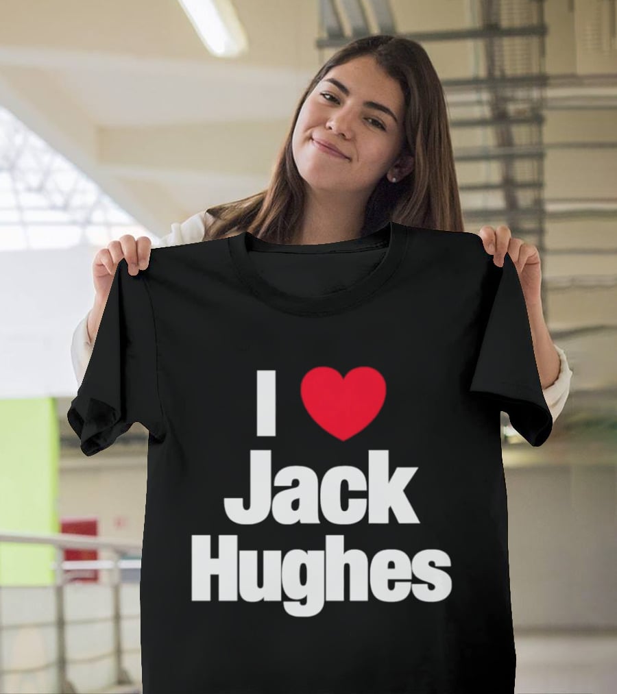 I Love Jack Hughes New Jersey Devils Heart Fan T-Shirt